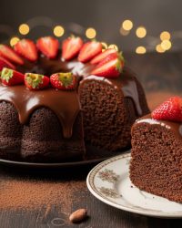 Bolo de chocolate com morango