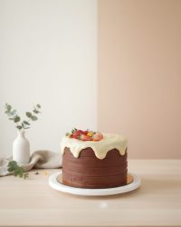 Bolo ganache morango e chocolate
